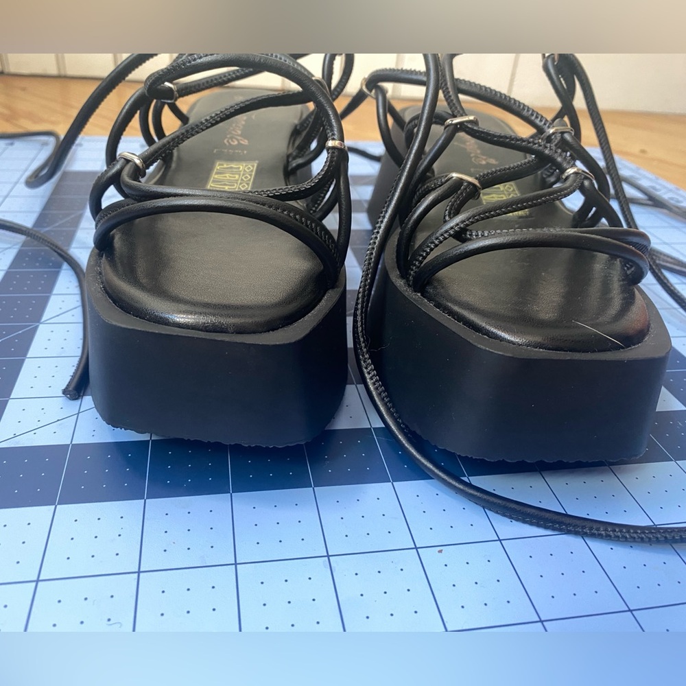 NWOT Free People Womens Georgie Wrap Platform Sandals Black Size EU 38/US 7.5 - Picture 6 of 11